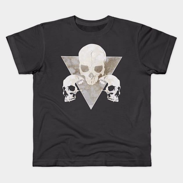 White Marble Skulls Kids T-Shirt by CatAstropheBoxes